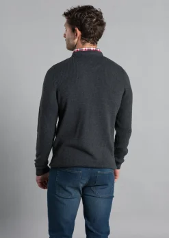 Kensington Eastside Charcoal Mock Checked Shirt Crew Neck Jumper