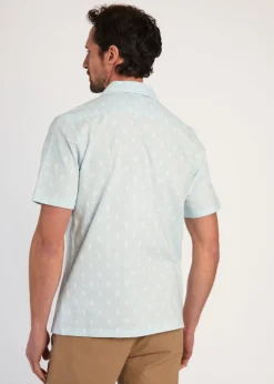Kensington Eastside Light Blue Cotton Printed Short Sleeve Shirt