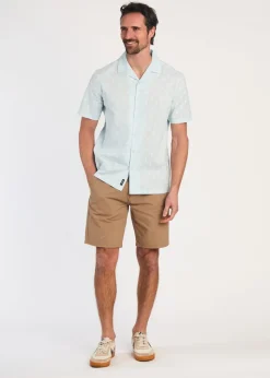 Kensington Eastside Light Blue Cotton Printed Short Sleeve Shirt