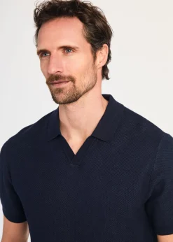 Kensington Eastside Navy Cotton Short Sleeve V-Neck Polo Shirt