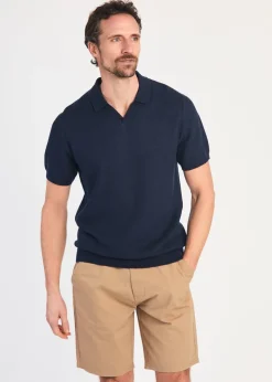 Kensington Eastside Navy Cotton Short Sleeve V-Neck Polo Shirt