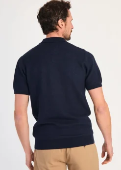 Kensington Eastside Navy Cotton Short Sleeve V-Neck Polo Shirt