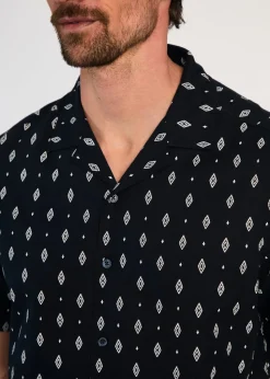 Kensington Eastside Navy Cotton Printed Short Sleeve Shirt