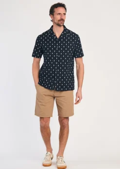 Kensington Eastside Navy Cotton Printed Short Sleeve Shirt