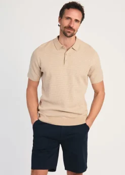 Kensington Eastside Stone Cotton Short Sleeve Button Up Polo Shirt