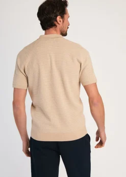 Kensington Eastside Stone Cotton Short Sleeve Button Up Polo Shirt