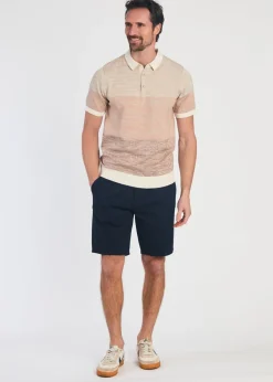 Kensington Eastside Tan Cotton Colour Block Button-Up Polo Shirt