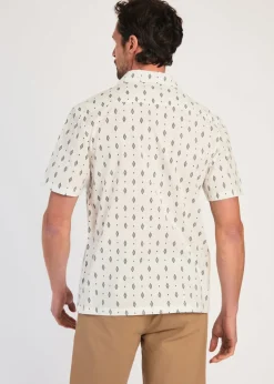 Kensington Eastside White Cotton Printed Short Sleeve Shirt