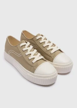 Khaki Canvas Trainers