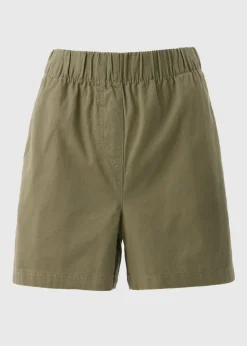 Khaki Cotton Paper Bag Shorts