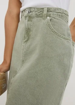 Khaki Denim Mini Skirt