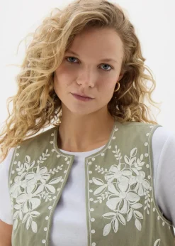 Khaki Embroidered Waistcoat