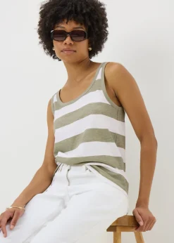 Khaki Stripe Slub Vest