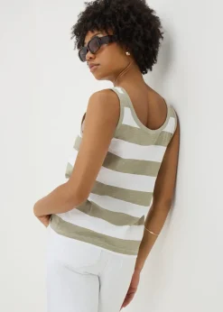 Khaki Stripe Slub Vest