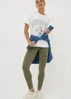 Khaki Washed Ribbed Seamless Leggings