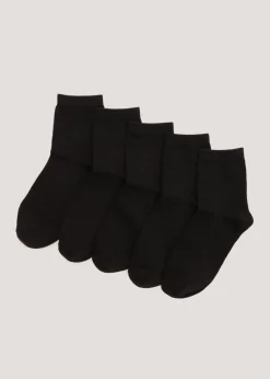 Kids 5 Pack Black Ankle Socks (Younger 6-Older 5.5)