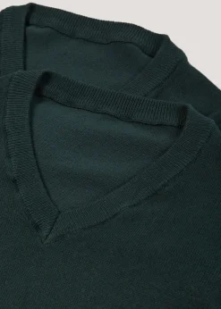 Kids 2 Pack Green V-Neck School Jumpers (3-13yrs)