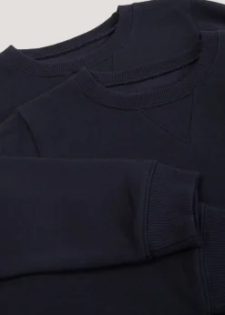 Kids 2 Pack Navy Crew Neck School Sweatshirts (3-13yrs)