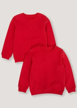 Kids 2 Pack Red Crew Neck School Sweatshirts (3-13yrs)