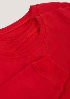 Kids 2 Pack Red Crew Neck School Sweatshirts (3-13yrs)