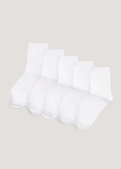 Kids 5 Pack White Ankle Socks (Younger 6-Older 5.5)