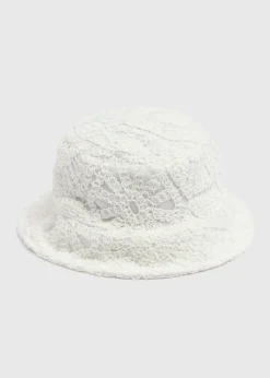 Kids Cream Crocket Bucket Hat (7-13yrs)