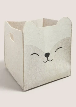 Kids Neutral Felt Fox Basket