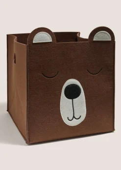 Kids Neutral Felt Fox Basket