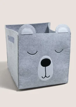 Kids Neutral Felt Fox Basket