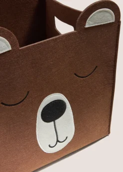 Kids Neutral Felt Fox Basket