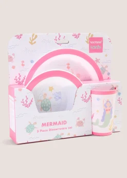 Kids Pink 3 Piece Mermaid Dinner Set