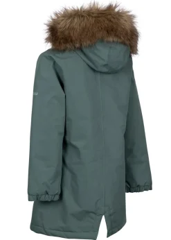 Kids Trespass Green Astound Faux Fur Collar Coat (2-12yrs)