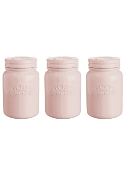Kilner Set of 3 Ceramic Storage Jars Dusky Pink