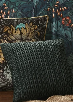 Laurence Llewelyn-Bowen Amory Velvet Green Filled Cushion (43cm x 43cm)