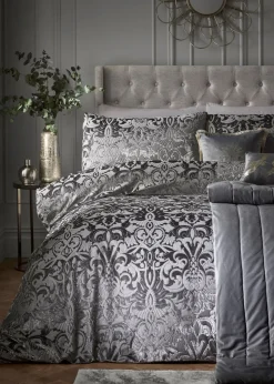 Laurence Llewelyn-Bowen Firenza Velvet Grey Duvet Cover Set