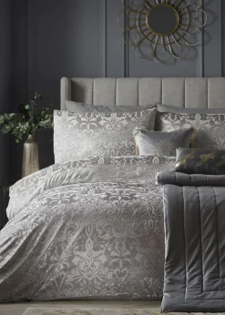 Laurence Llewelyn-Bowen Firenza Velvet Silver Duvet Cover Set
