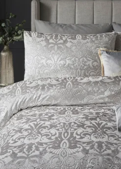 Laurence Llewelyn-Bowen Firenza Velvet Silver Duvet Cover Set