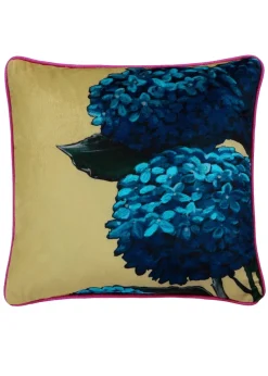 Laurence Llewelyn-Bowen Hiyah Hydrangea Velvet Green Filled Cushion