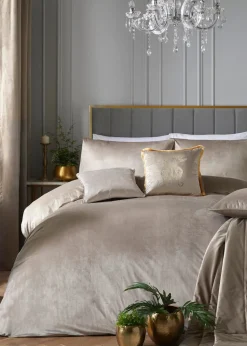 Laurence Llewelyn-Bowen Montrose Velvet Beige Duvet Cover Set