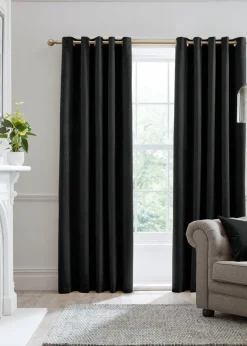 Laurence Llewelyn-Bowen Montrose Velvet Blackout Black Eyelet Curtains
