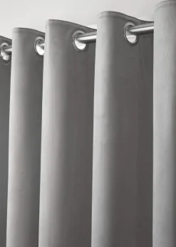 Laurence Llewelyn-Bowen Montrose Velvet Blackout Silver Eyelet Curtains