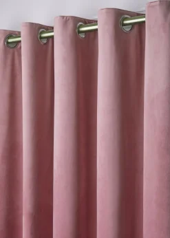 Laurence Llewelyn-Bowen Montrose Velvet Blackout Pink Eyelet Curtains