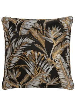 Laurence Llewelyn-Bowen Paradise Palm Jacquard Black Filled Cushion (43cm x 43cm)