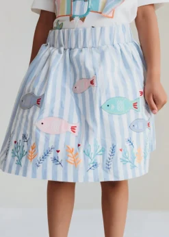 Lilly & Sid Blue Fish Applique Skirt (24 Months- 7 Years)