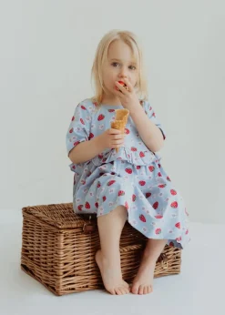 Lilly & Sid Blue Strawberry Print Dress (0-8 Years)