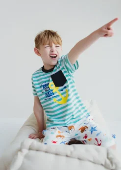 Lilly & Sid Green Sail The Seas Slogan T Shirt (0-8 Years)