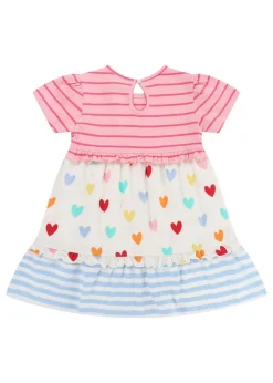Lilly & Sid Multicoloured Heart & Stripe Print Dress (0-8 Years)