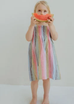 Lilly & Sid Multicoloured Rainbow Stripe Print Dress (0-8 Years)