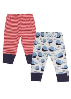 Lilly & Sid Multicoloured Whale & Stripe Print Leggings 2 pack (0- 24 Months)