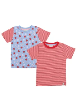 Lilly & Sid Multicoloured Strawberry & Stripe Print Top 2 pack (0-8 Years)